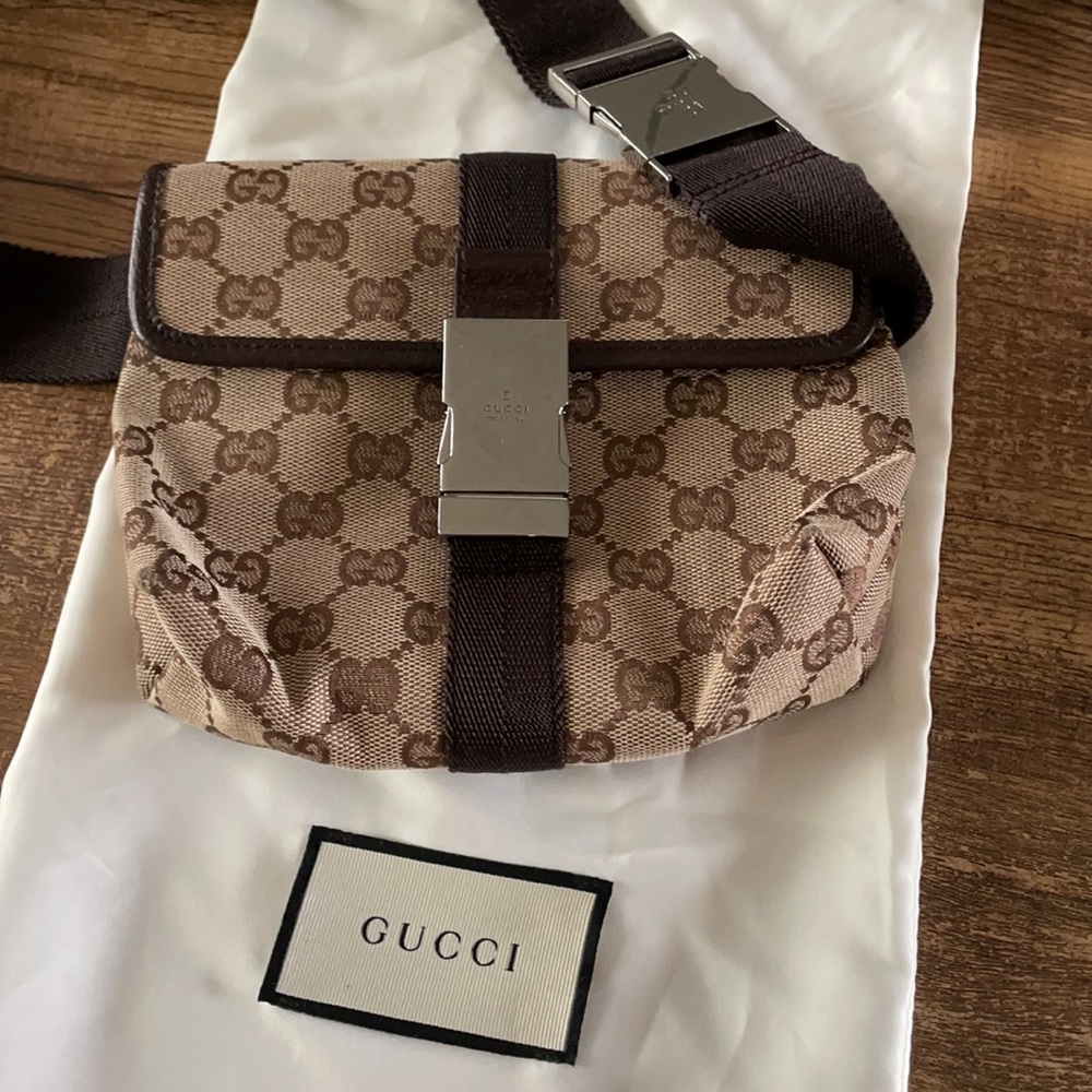 GUCCI Waist Bum Bag Canvas Brown fanny pack